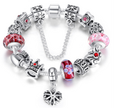 Bracelet Charme en Argent et perles de verre.