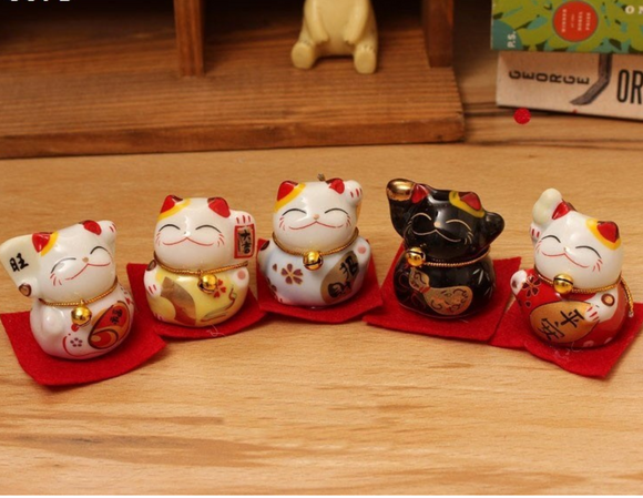 Ensemble 5 Chats Maneki Neko- Fortune-Amour-Santé...