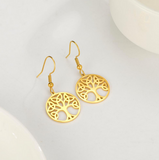 Boucles d'oreilles Arbre de Vie en acier inoxydable 316L