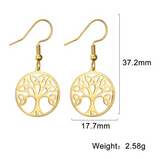 Boucles d'oreilles Arbre de Vie en acier inoxydable 316L