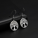 Boucles d'oreilles Arbre de Vie en acier inoxydable 316L