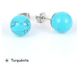 Boucles d'oreilles "clous" Pierres Naturelles & acier inoxydable 316L