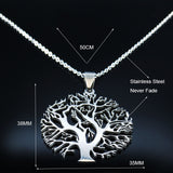collier arbre de vie en acier inoxydable, 316L