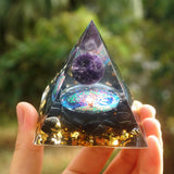 Pyramide Orgonite Améthyste Reiki 60mm faite main