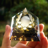Pyramide Orgonite Quartz Rose Reiki 60mm faite main