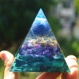 Pyramide Orgonite Lapis Lazuli Reiki 60mm faite main