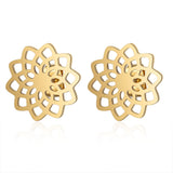 Boucles d'oreilles "clous" Om / Lotus en acier inoxydable 316L