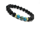 Bracelet en Pierre de Lave Naturelle et perles Turquoise