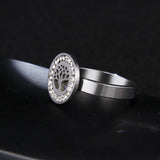 Bague arbre de vie Strass en acier inoxydable 316L