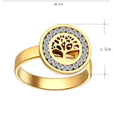 Bague arbre de vie Strass en acier inoxydable 316L