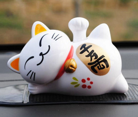 Nouveau ! Porte-Bonheur Maneki Neko Alimentation Solaire-Bras mobile-pour voiture