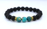 Bracelet en Pierre de Lave Naturelle et perles Turquoise