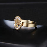 Bague arbre de vie Strass en acier inoxydable 316L