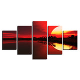 Tableau Soleil Couchant Feng shui dominante Rouge