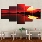 Tableau Soleil Couchant Feng shui dominante Rouge