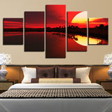 Tableau Soleil Couchant Feng shui dominante Rouge