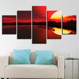 Tableau Soleil Couchant Feng shui dominante Rouge