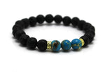 Bracelet en Pierre de Lave Naturelle et perles Turquoise