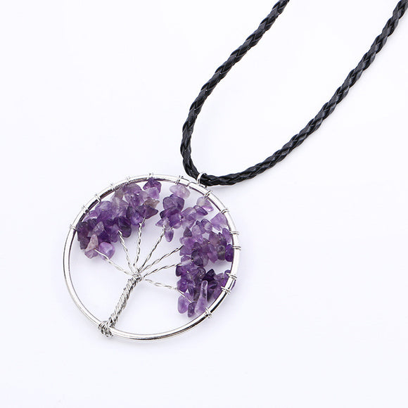 Collier Pendentif Arbre de Vie Pierres Naturelles