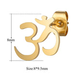 Boucles d'oreilles "clous" Om / Lotus en acier inoxydable 316L