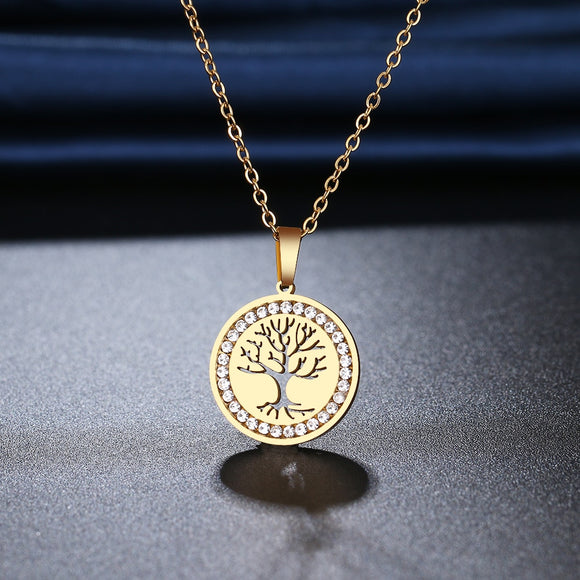 collier pendentif arbre de vie en acier inoxydable, 316L