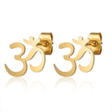 Boucles d'oreilles "clous" Om / Lotus en acier inoxydable 316L