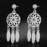 Boucles d'oreilles attrape-rêves en acier inoxydable 316L