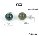 Boucles d'oreilles "clous" Pierres Naturelles & acier inoxydable 316L